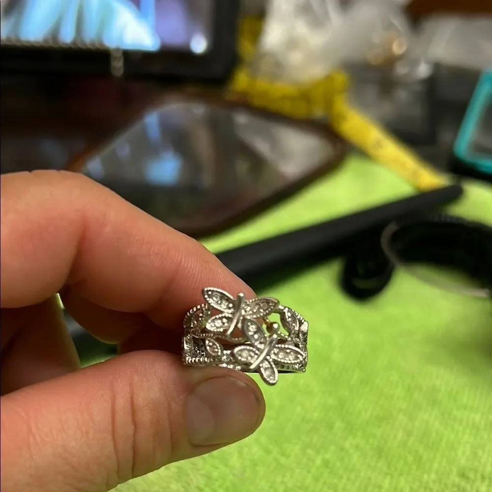 Silver  butterfly Ring with Detailed Design